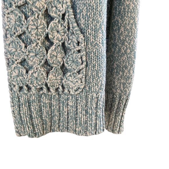 Y2K Cabelas Yoyo Turquoise Green Crochet Hood Full Zip Knit Sweater Size 2XL - Picture 11 of 16